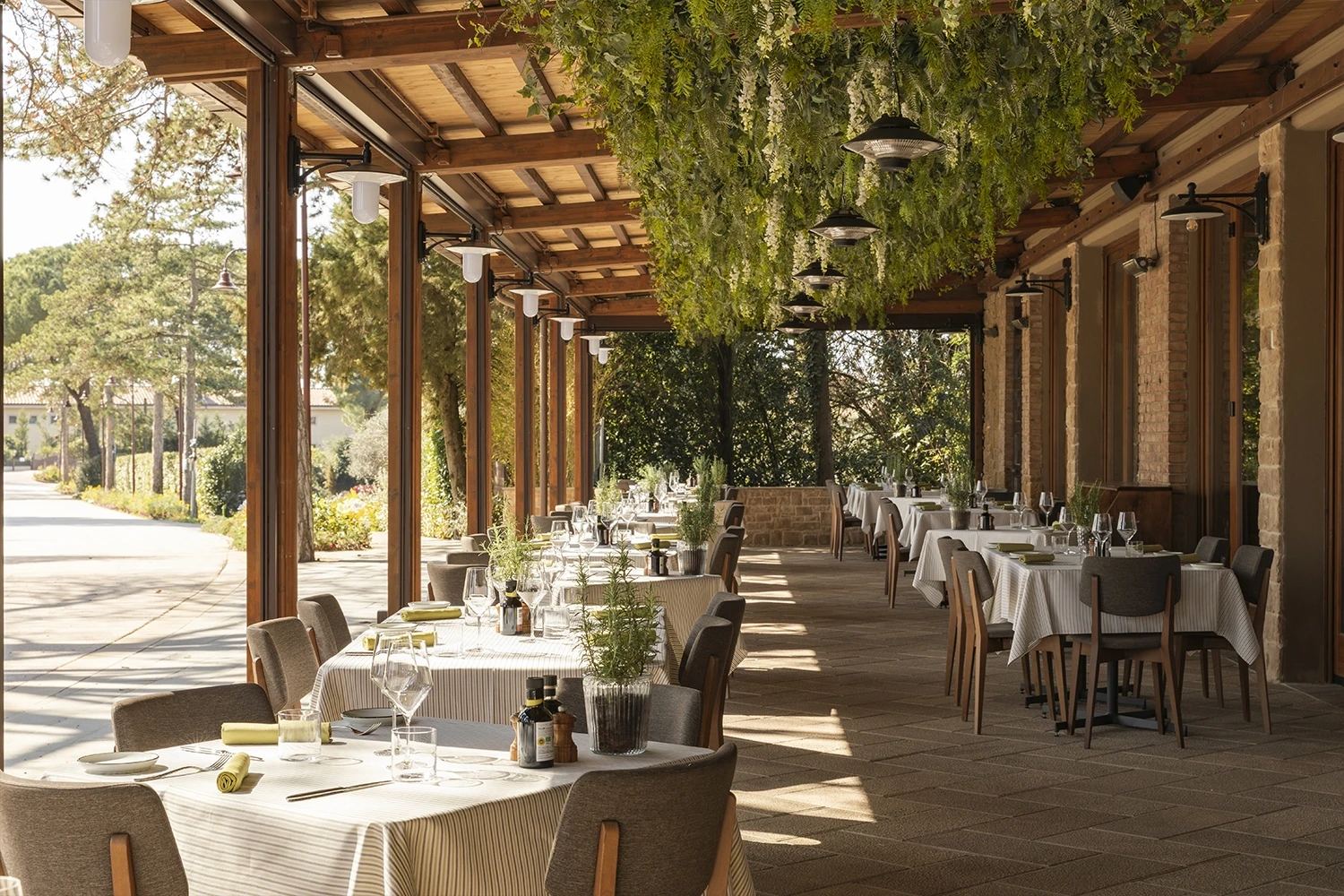 Terrasse du restaurant Il Rosmarino, à Castelfalfi